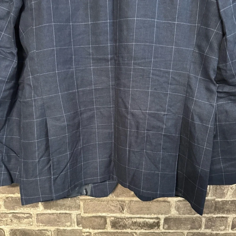 John Varvatos Bedford jacket blazer navy blue linen blend 2 button closure